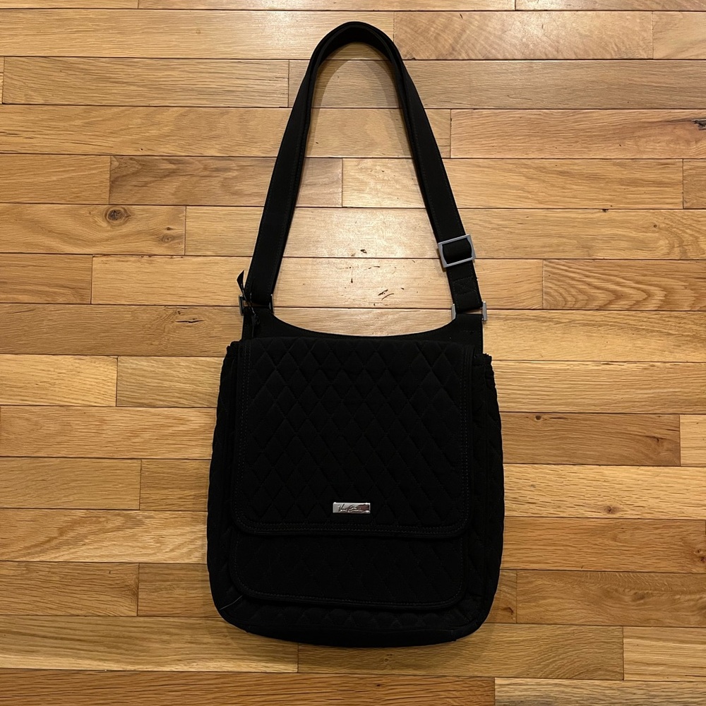 Vera Bradley Quilted Messenger, BLACK